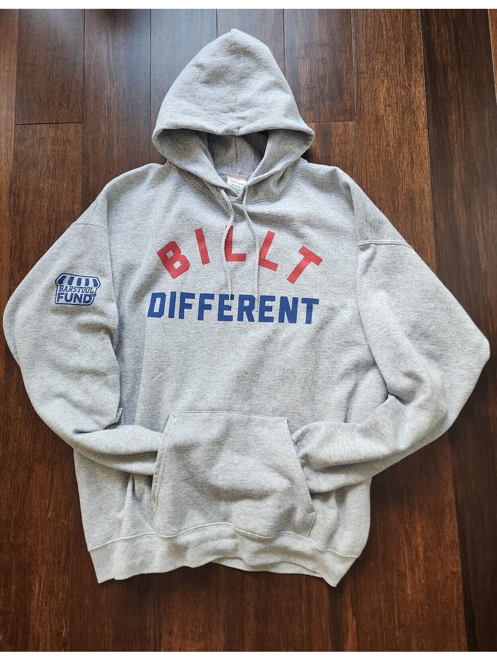 Grey Barstool Fund Built Different size xl streetwear graphic logo